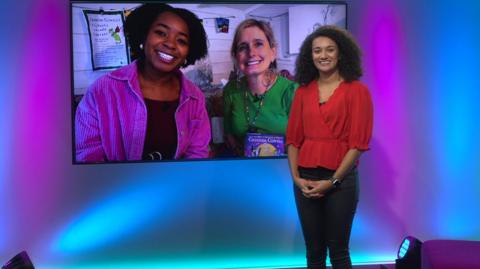 Nina in the Newsround studio 