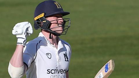 Warwickshire's Rob Yates celebrates his century against Essex