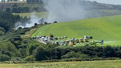 Several fire and ambulance crews have been called to the scene near Stonehaven.