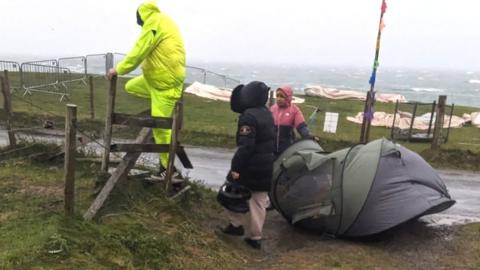 Muddy scenes as campers pack up at Tiree Music Festival