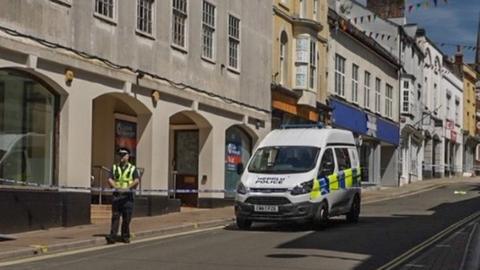 Monnow Street police cordon