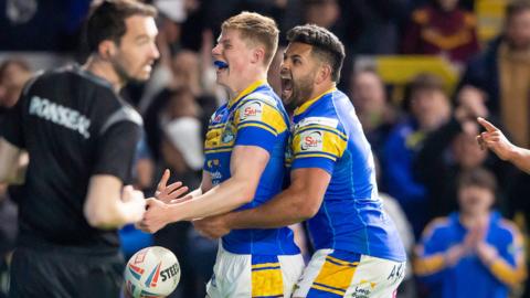 Morgan Gannon celebrates with Rhyse Martin