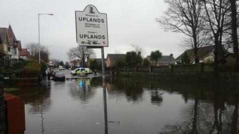 Flooding in Uplands, Swansea