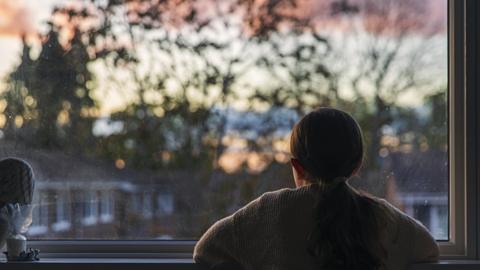 A child looking out a window