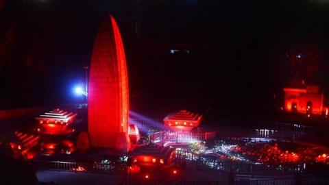 An illuminated Jallianwala Bagh Memorial glitters with lighting as after its renovation Prime Minister Narendra Modi inaugurated it virtually on Saturday evening on August 28, 2021 i