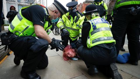 Woman arrested in demonstration