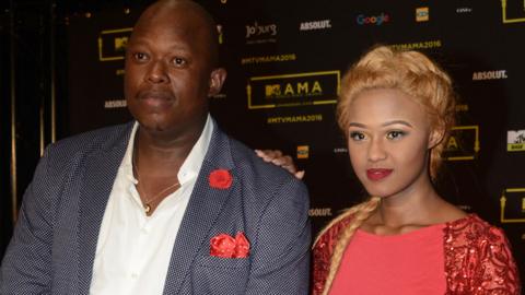 Big Nuz's Mampintsha and Babes Wodumo during the 2016 MTV Africa Music Awards