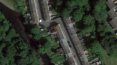 An aerial view of Taff Street and Crescent Street in Merthyr Vale