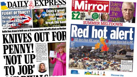 Express and Mirror front pages