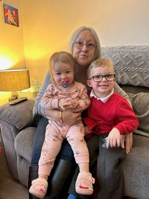 Jo, Frank, three, Felicity, 18 months