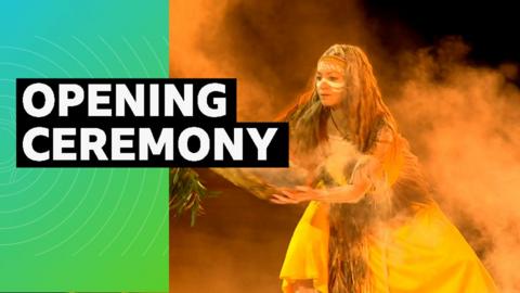 A performer at the opening ceremony for the Women's World Cup