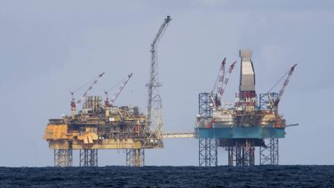 Oil rigs in the North Sea