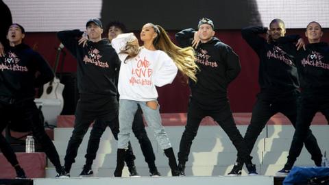 Ariana Grande performing in Manchester