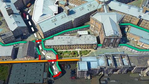 Highlighted birds eye map of Wandsworth prison