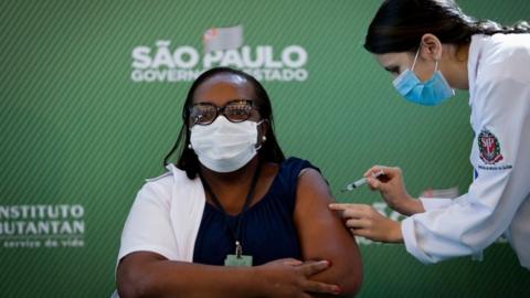 Monica Calazans, a nurse at the Hospital las Clinicas in the capital of Sao Paulo