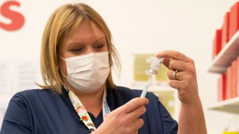 Woman with a vaccine