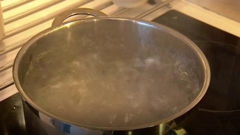 Water boiling in a pan