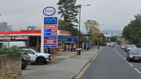 A motorcycle and car collided outside the Esso petrol station in East Bank Road, Sheffield