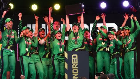 Southern Brave lift the women's Hundred trophy after beating Northern Superchargers
