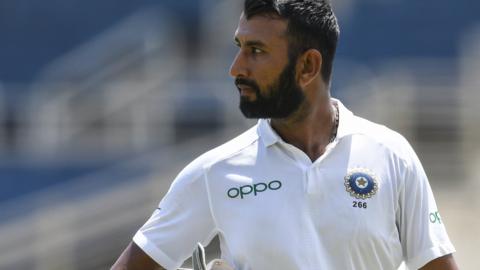 Cheteshwar Pujara in action for India