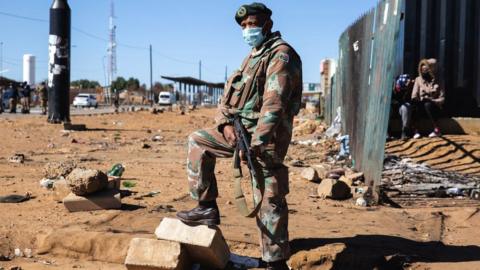 South African soldier in Soweto
