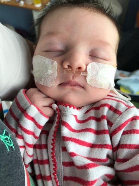 Baby Aria stayed in hospital for a week while she recovered from RSV