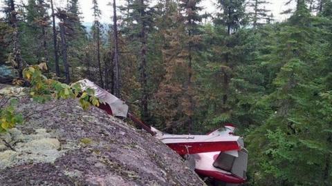 The wreckage of a de Havilland Beaver seaplane which crashed in Quebec