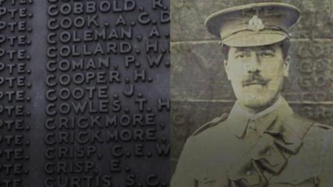 Ipswich War Memorial and WWI soldier