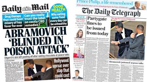 Daily Mail and Telegraph front pages