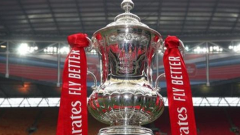 The FA Cup on display at Wembley