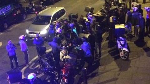 Emergency services and dozens of Uber eats and Deliveroo drivers come to the aid of an acid attack victim on Queensbridge Road in Hackney.