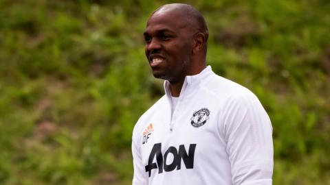 Quinton Fortune coaching with Manchester United