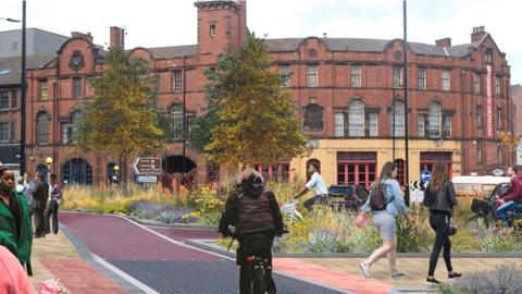 Artist's impression of road improvement work at West Bar in Sheffield