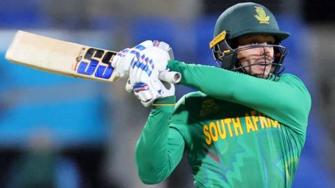 South Africa batter Quinton de Kock plays a shot