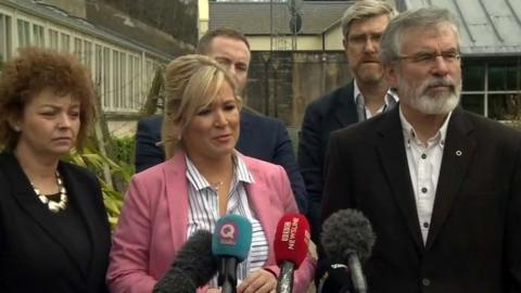 Michelle O'Neill, Gerry Adams and Sinn Féin colleagues