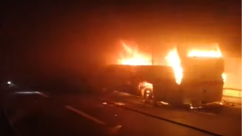 Five firefighting teams turned up to extinguish the blaze in a tunnel in Italy