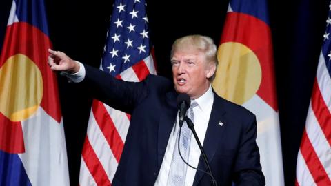 Donald Trump speaks at a campaign rally in Colorado Springs, Colorado, U.S., July 29, 2016