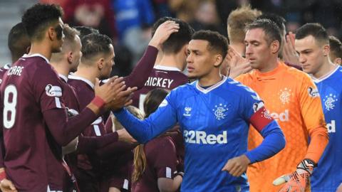 Hearts v Rangers handshake