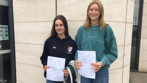 Grace McNee (left) from Foyle College obtained an A*, B and an A in her A-levels, while Lola Rankin (right) received A, B, C grades