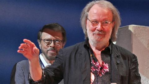 Bjorn Ulvaeus (left) and Benny Andersson on stage at London's Novello Theatre