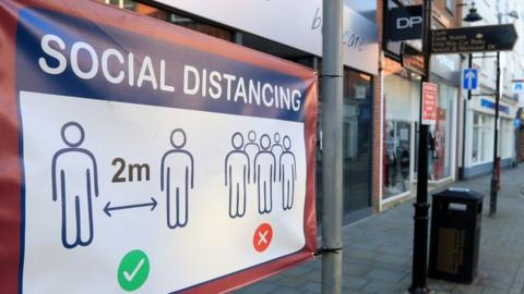 Sign about social distancing