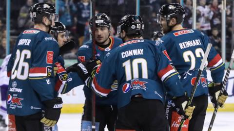 The Belfast Giants celebrate