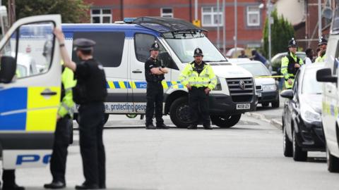 Police raid in Moss Side, Manchester on 28 May 2017