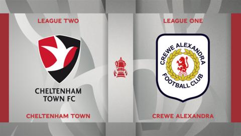 Cheltenham Town v Crewe Alexandra badge graphic