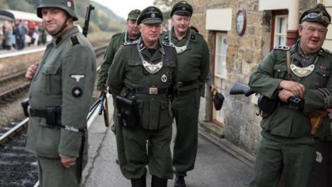 World War Two re-enactors dressed as a German soldiers