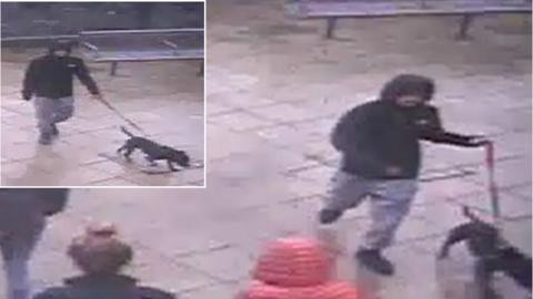 CCTV images of the man and dog