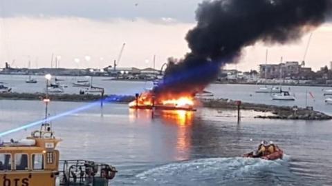 Parkstone Yacht Club catamaran fire