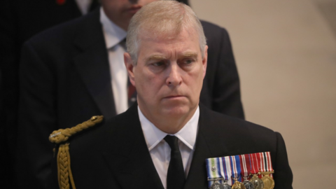 Prince Andrew at a memorial service in Manchester Cathedral, 2016