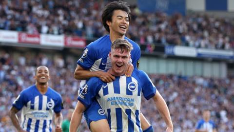 Brighton striker Evan Ferguson celebrates scoring