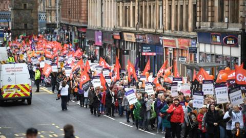 Strikers march to George Square